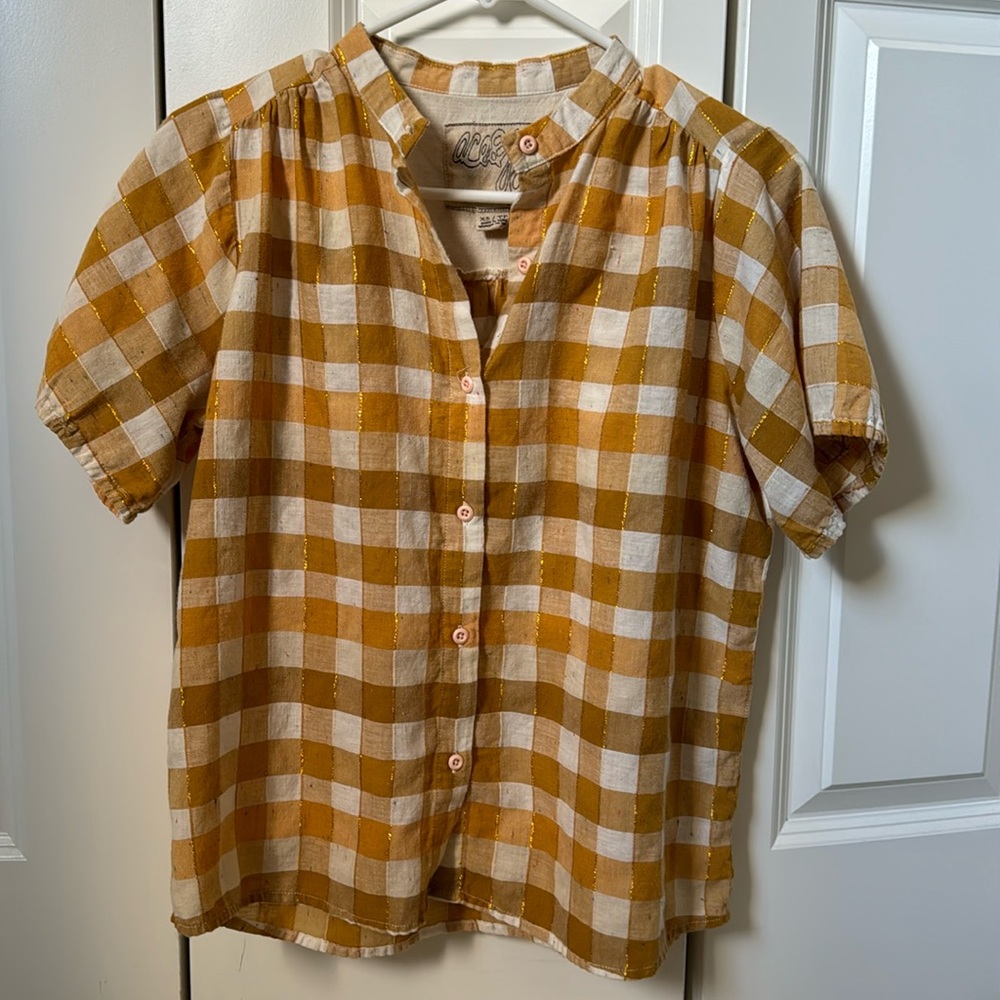 Ace & Jig Mustard and Cream Checkered Top